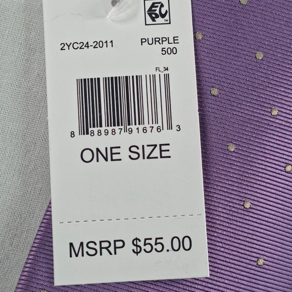 Tayion Mens Tie One Size Purple/Omega Pin Dot Formal Necktie Luxury NWT
